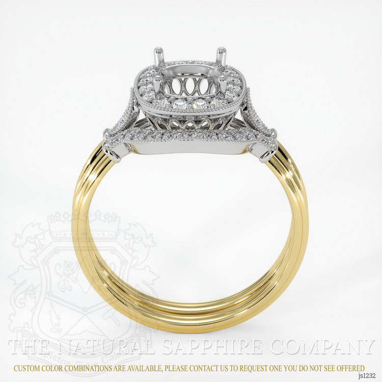 14K White & Yellow Antique Style Ring Setting