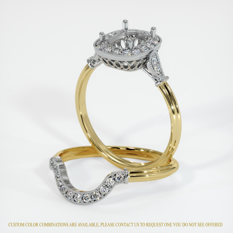 14K White & Yellow Antique Style Ring Setting