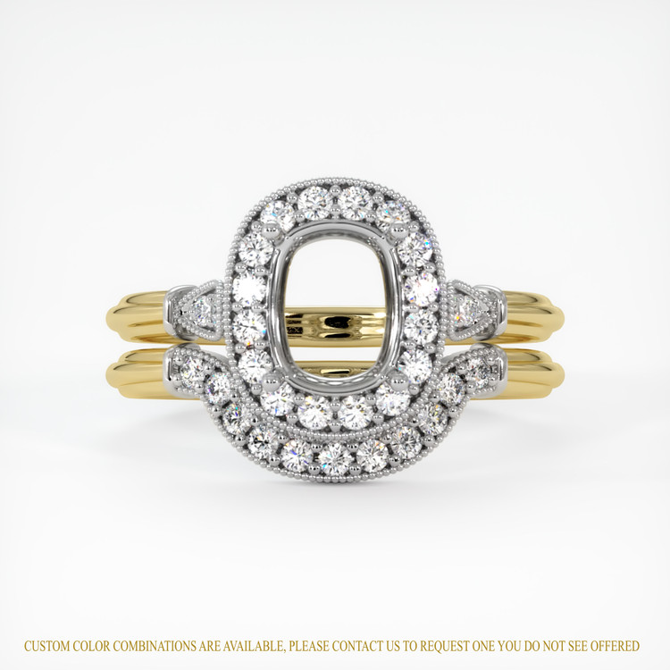 18K White & Yellow Antique Style Ring Setting