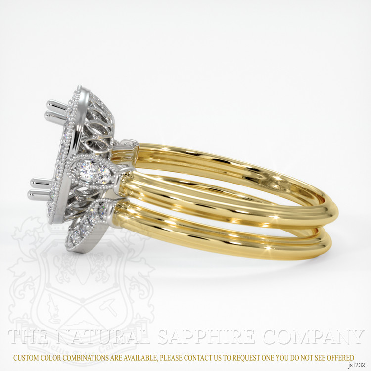 18K White & Yellow Antique Style Ring Setting