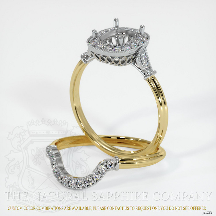 18K White & Yellow Antique Style Ring Setting