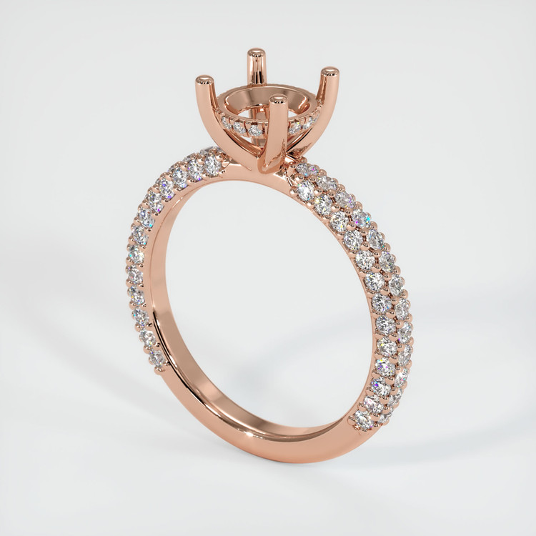14K Rose Gold Pave Ring Setting