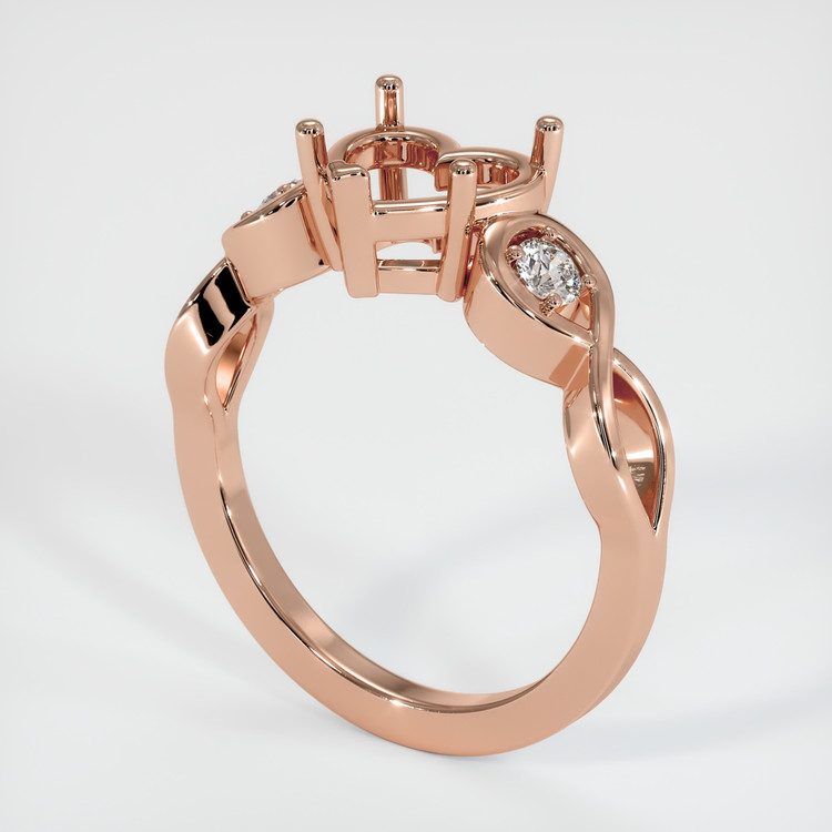 14K Rose Gold Accent Stones Ring Setting