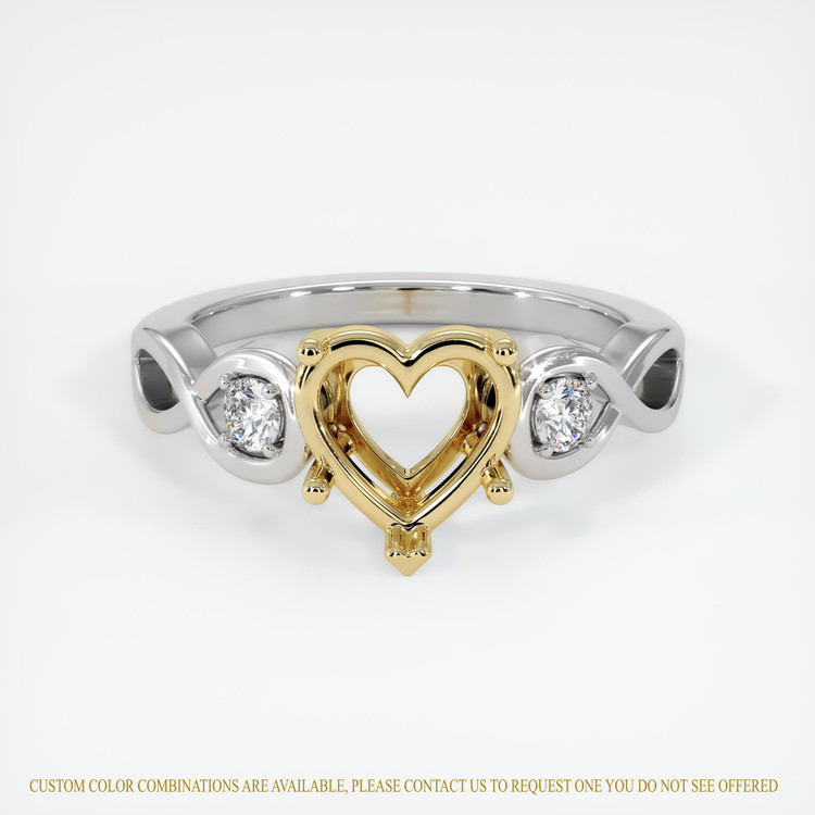 14K Yellow & White Accent Stones Ring Setting