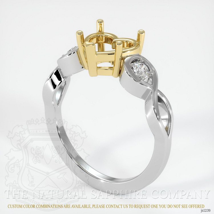 18K Yellow & White Accent Stones Ring Setting