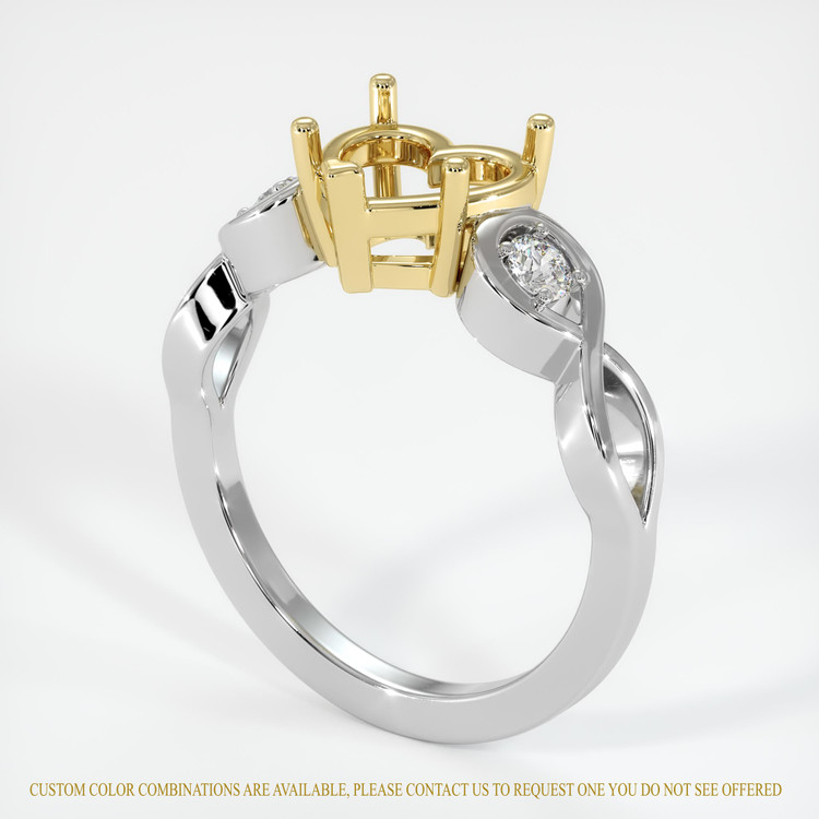 18K Yellow & White Accent Stones Ring Setting