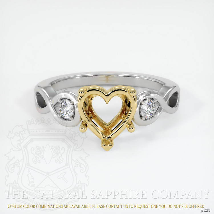 18K Yellow & White Accent Stones Ring Setting
