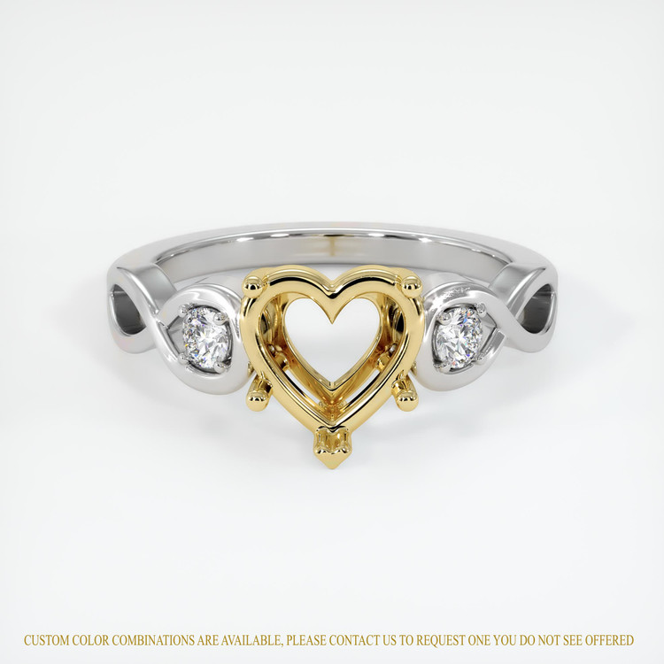 18K Yellow & White Accent Stones Ring Setting