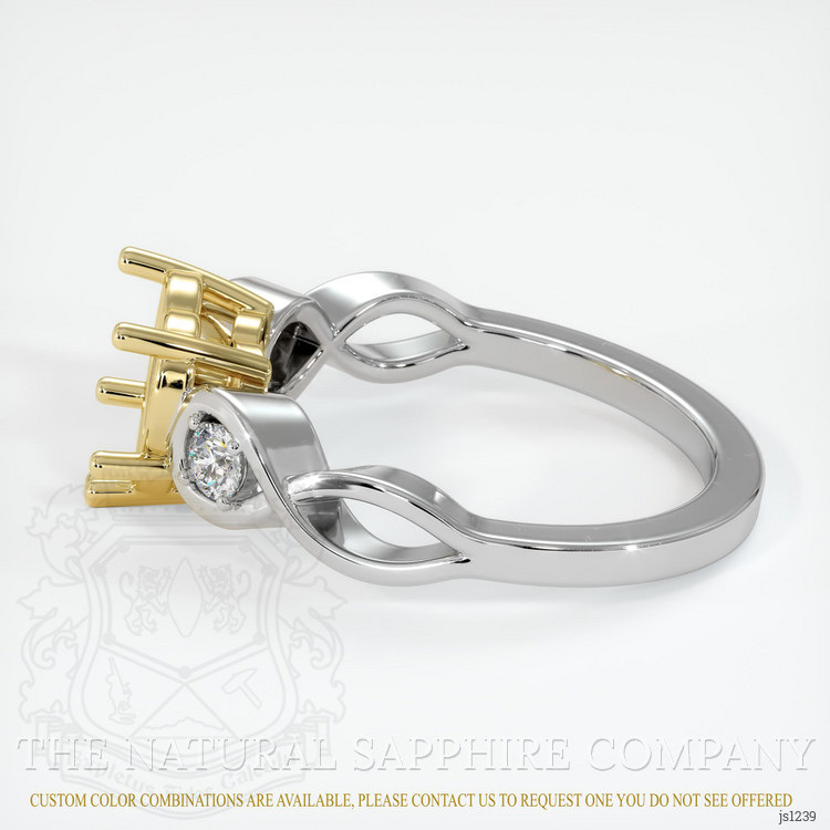 18K Yellow & White Accent Stones Ring Setting