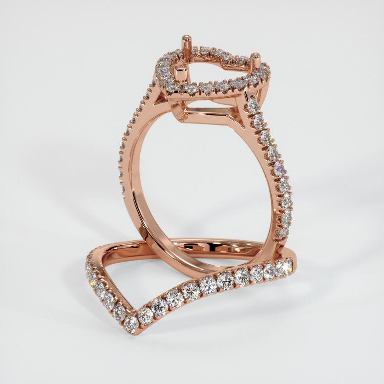 14K Rose Gold Pave Ring Setting