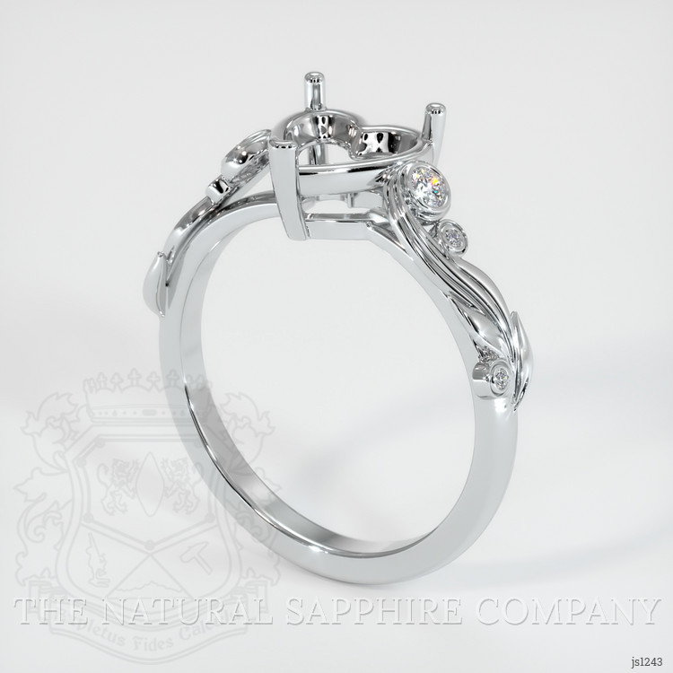 14K White Gold Accent Stones Ring Setting