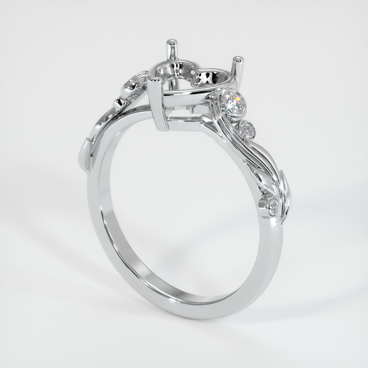 18K White Gold Accent Stones Ring Setting