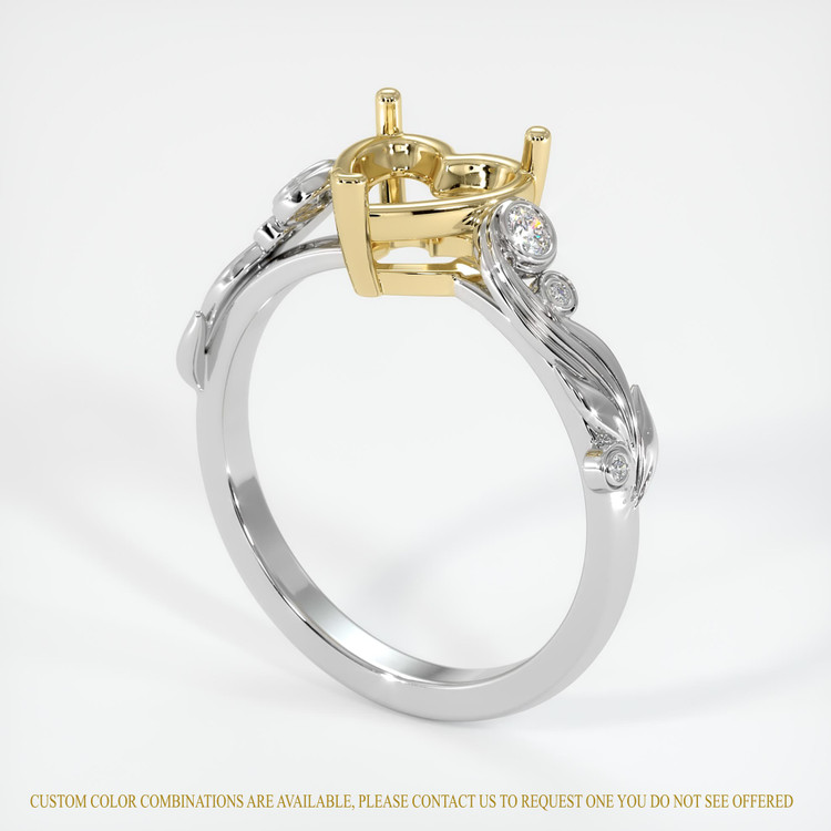 14K Yellow & White Accent Stones Ring Setting