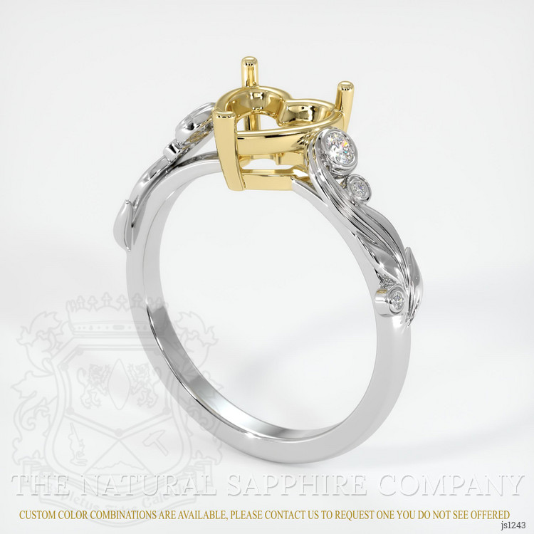 18K Yellow & White Accent Stones Ring Setting