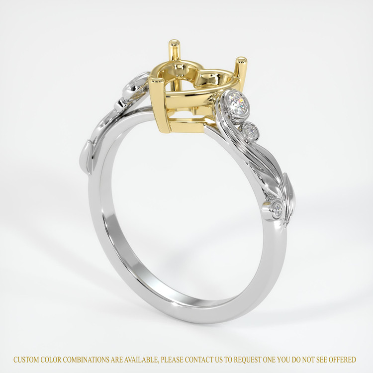 18K Yellow & White Accent Stones Ring Setting