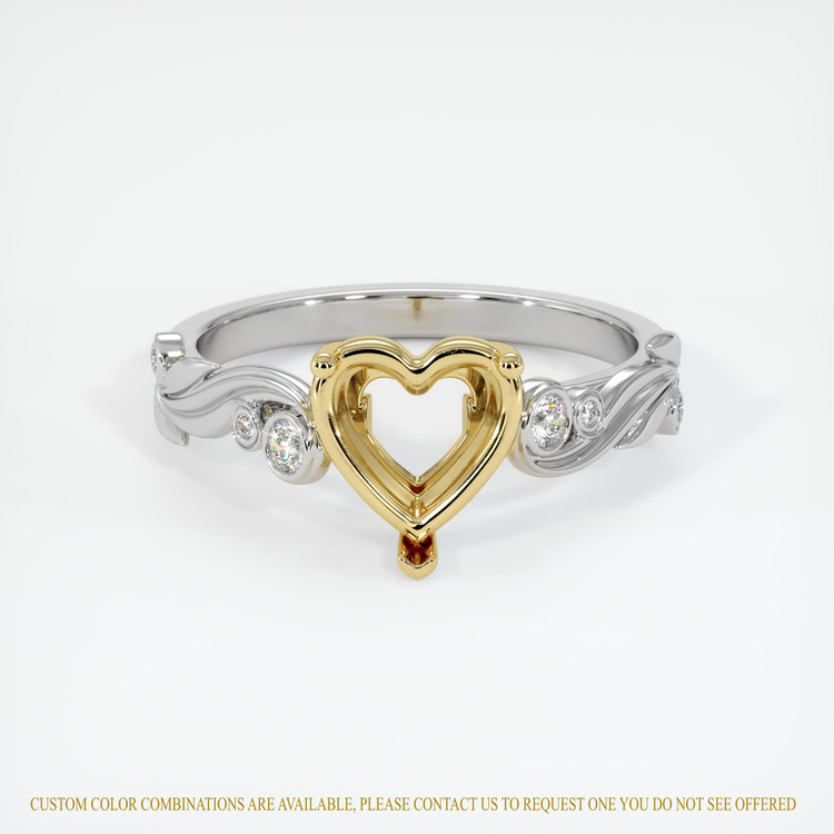 18K Yellow & White Accent Stones Ring Setting