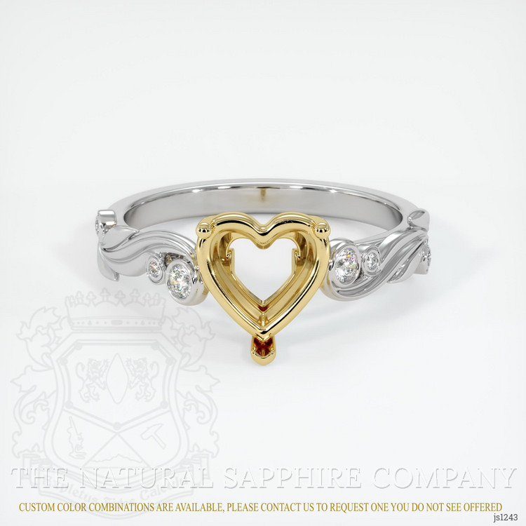 18K Yellow & White Accent Stones Ring Setting