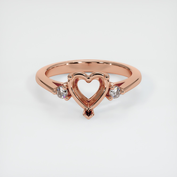 14K Rose Gold Three Stone Ring Setting