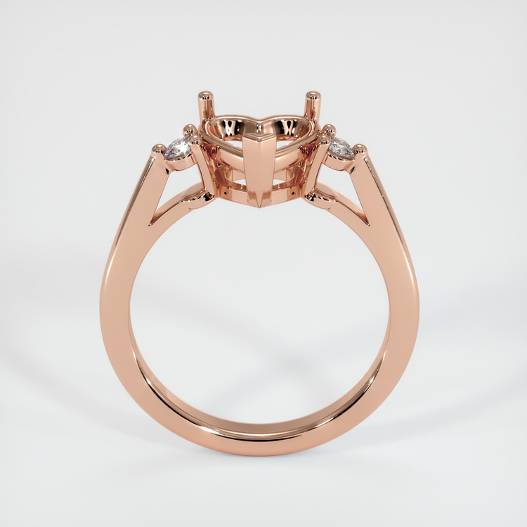 14K Rose Gold Three Stone Ring Setting