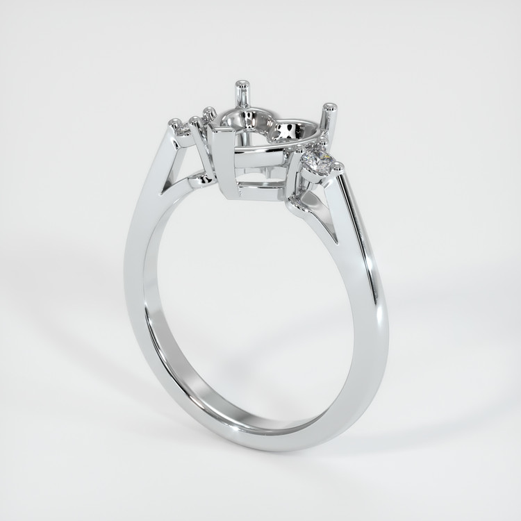 18K White Gold Three Stone Ring Setting