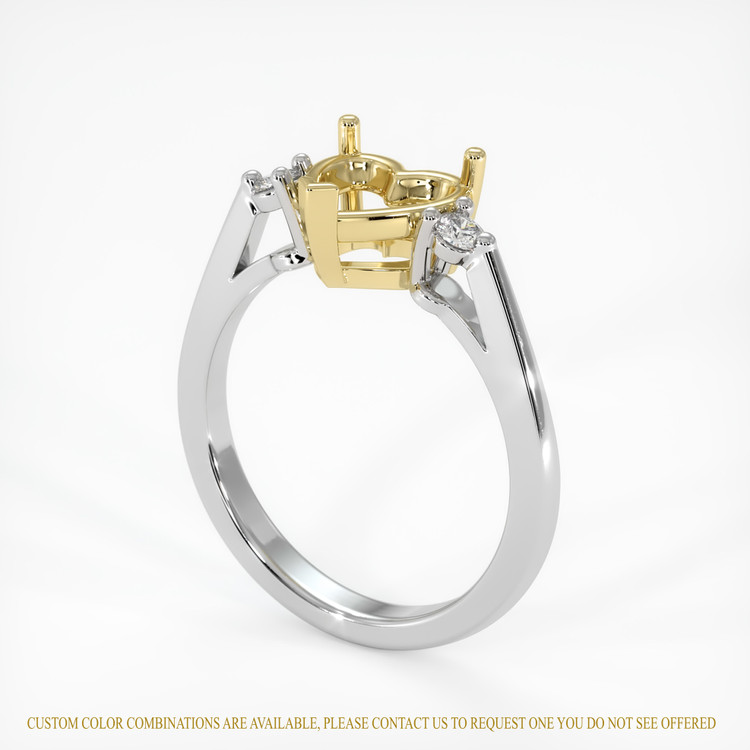 14K Yellow & White Three Stone Ring Setting