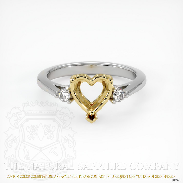 14K Yellow & White Three Stone Ring Setting