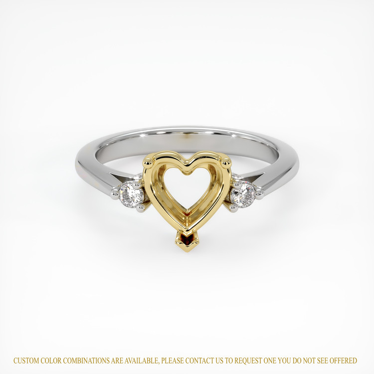 14K Yellow & White Three Stone Ring Setting