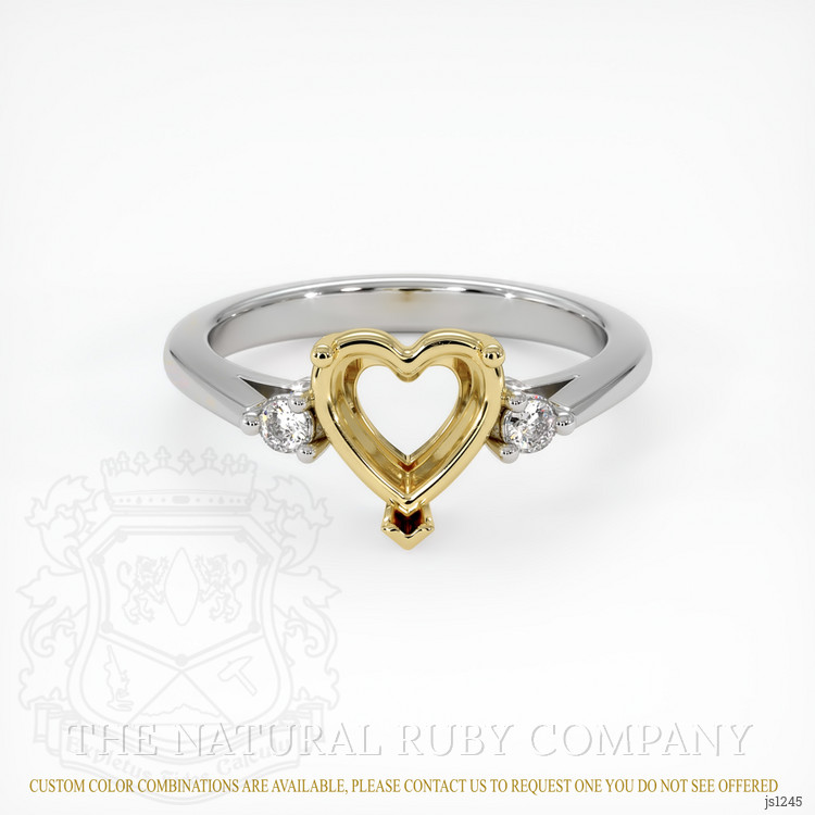 14K Yellow & White Three Stone Ring Setting