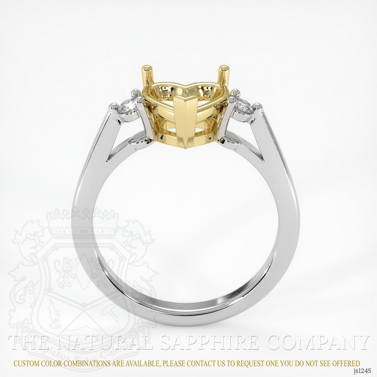 14K Yellow & White Three Stone Ring Setting