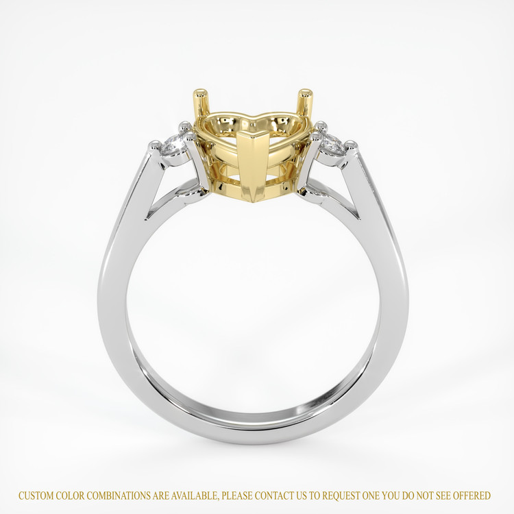 14K Yellow & White Three Stone Ring Setting