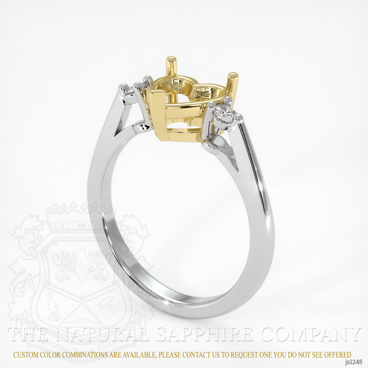 18K Yellow & White Three Stone Ring Setting