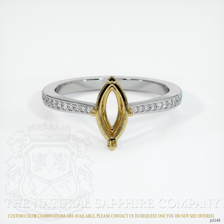 14K Yellow & White Pave Ring Setting