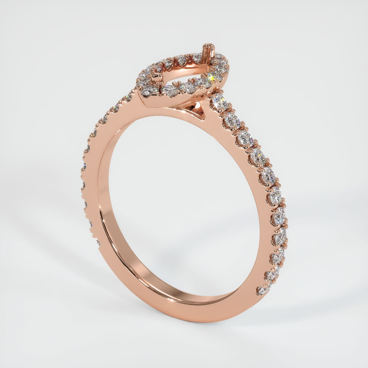 14K Rose Gold Pave Ring Setting