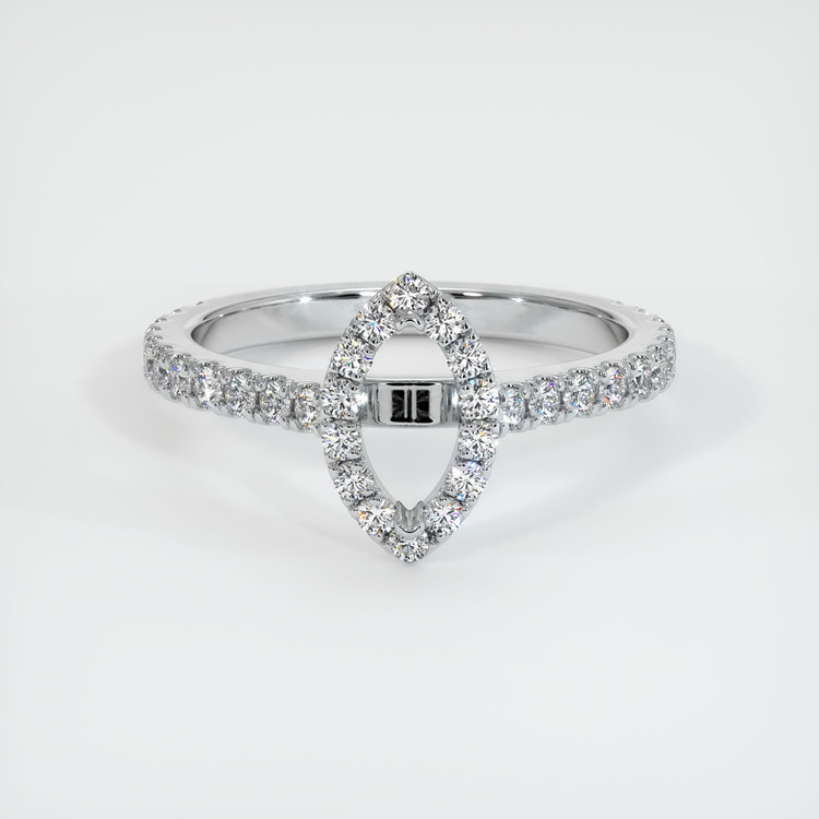 14K White Gold Pave Ring Setting
