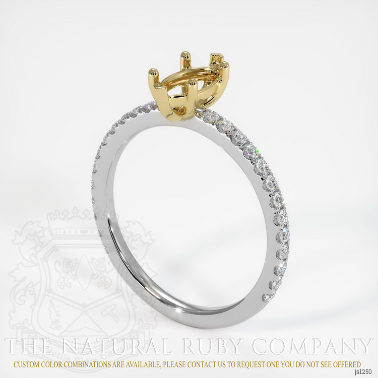 14K Yellow & White Pave Ring Setting