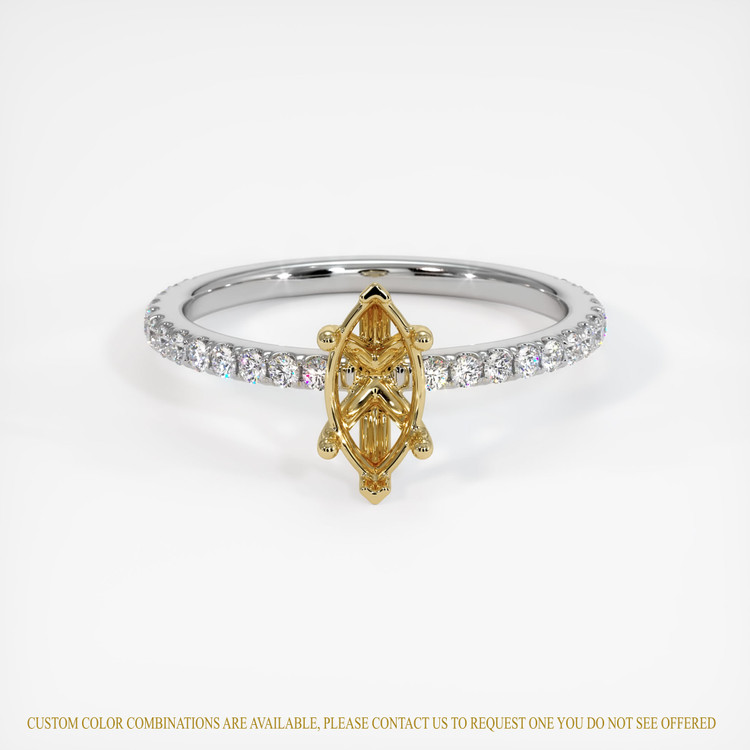 14K Yellow & White Pave Ring Setting
