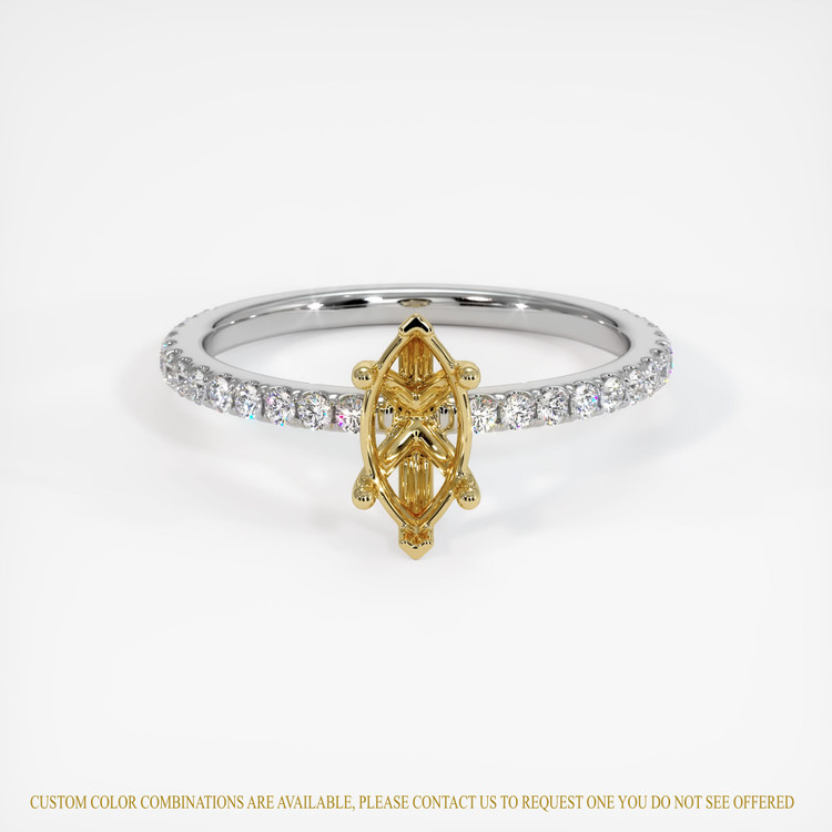 18K Yellow & White Pave Ring Setting