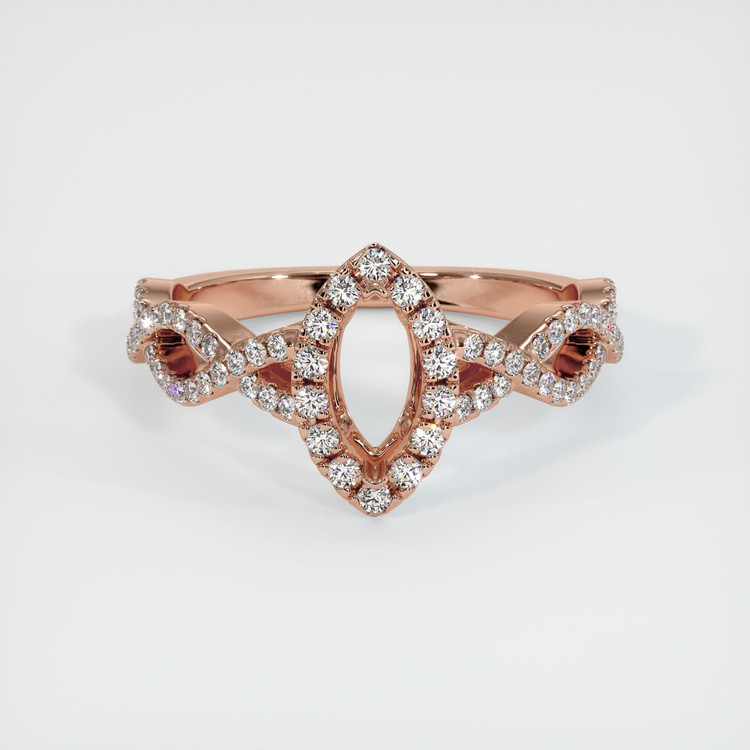 14K Rose Gold Pave Ring Setting
