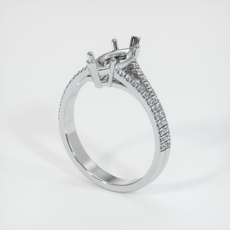 14K White Gold Pave Ring Setting