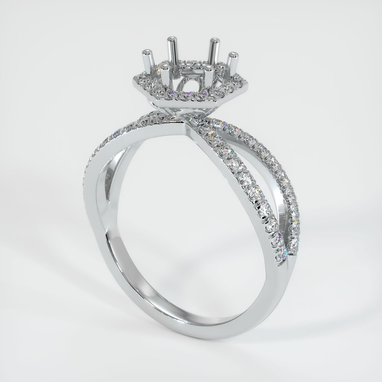 14K White Gold Pave Ring Setting