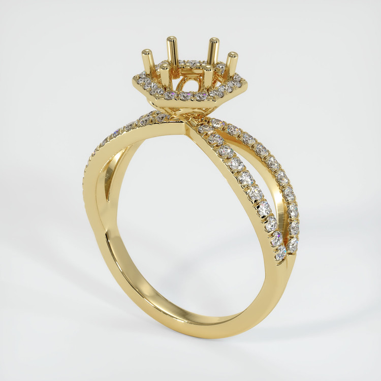 14K Yellow Gold Pave Ring Setting