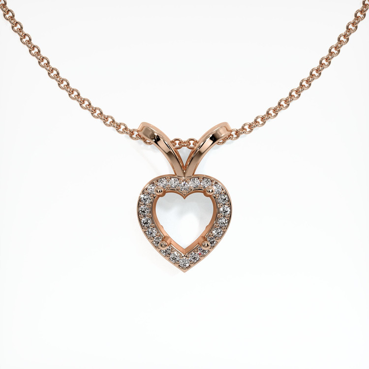 14K Rose Gold Pave Pendant Setting