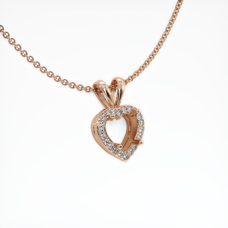 14K Rose Gold Pave Pendant Setting