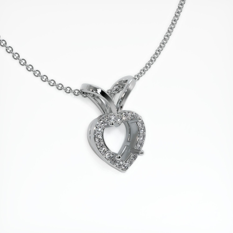 14K White Gold Pave Pendant Setting
