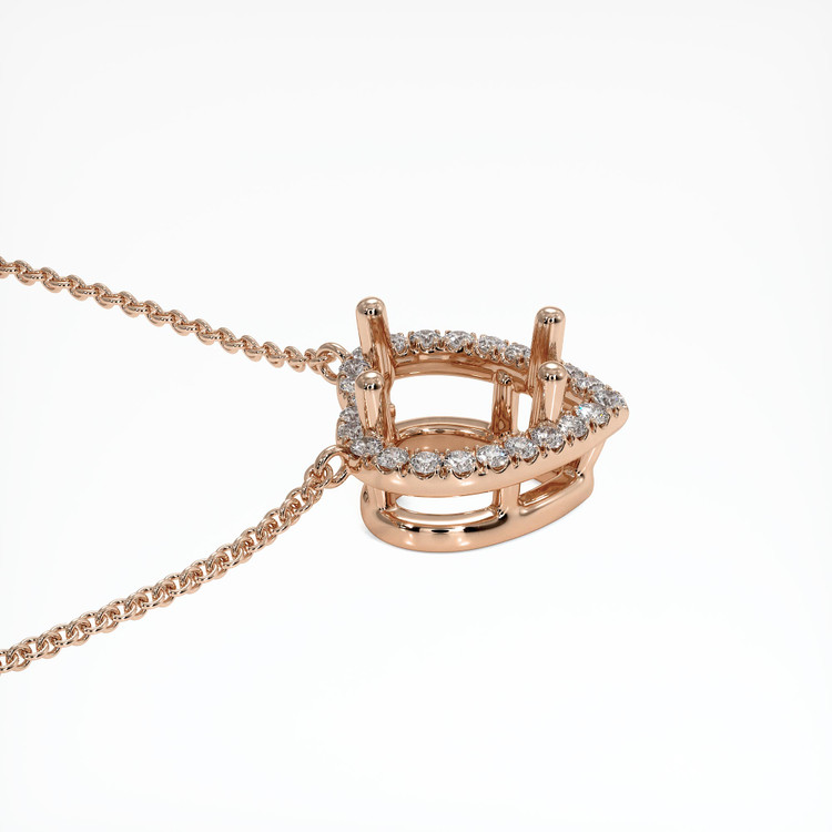 14K Rose Gold Pave Necklace Setting