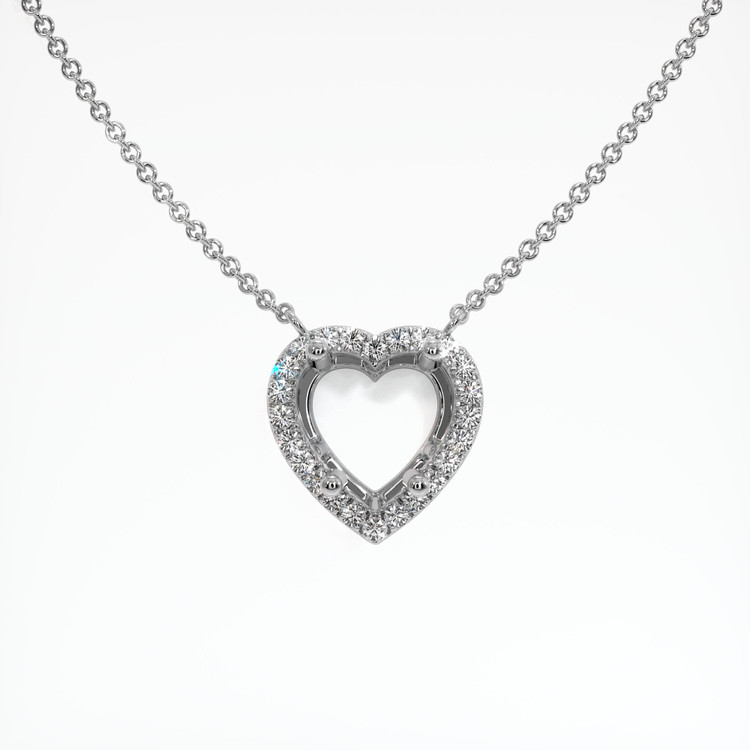 14K White Gold Pave Necklace Setting