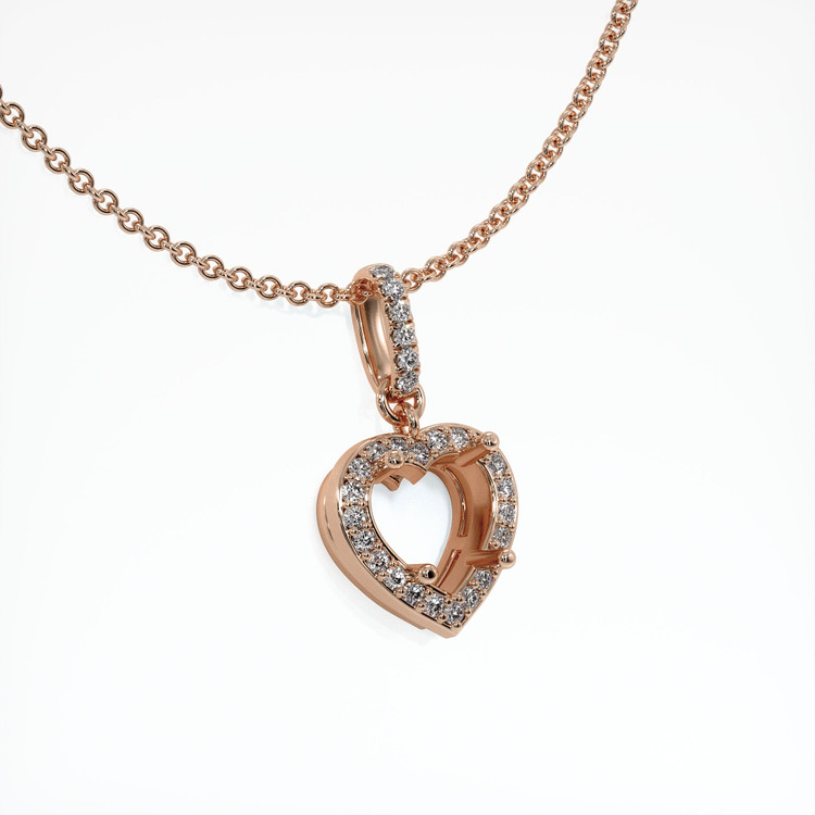 14K Rose Gold Pave Pendant Setting