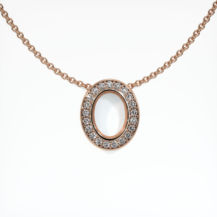 14K Rose Gold Pave Pendant Setting