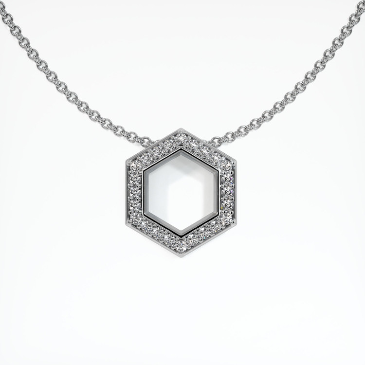 14K White Gold Pave Pendant Setting