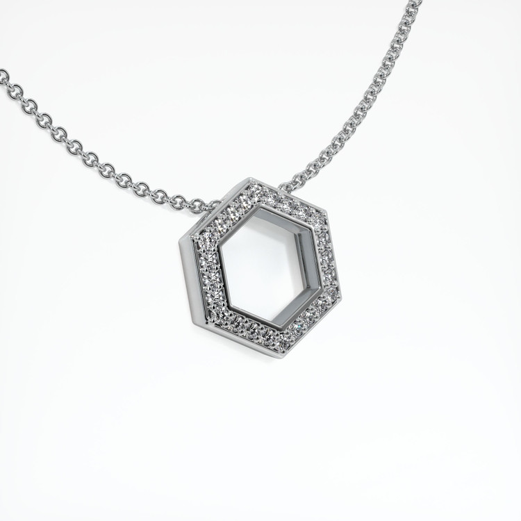 14K White Gold Pave Pendant Setting
